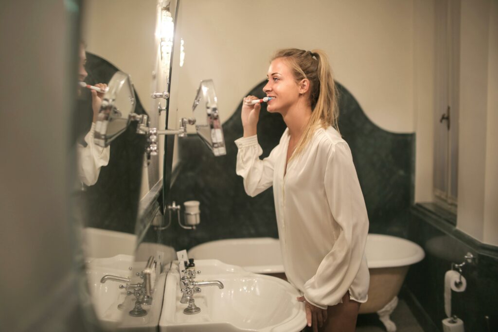 brushing teeth